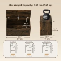 HOMCOM 31.5 Inches Storage Chest, Storage Trunk with Safety Hinge for Living Room, Rustic Brown(m-3)