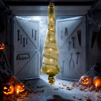 HOMCOM 6FT Life Size Halloween Hanging Mummy, Upside Down Cocoon Dead Body Decoration with Sound Touch Activated(m-7)