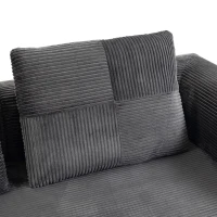 HOMCOM 5-in-1 Convertible Sofa Bed, L-Shaped Loveseat Reversible Sleeper Sofa with 2 Pillows, Dark Grey(m-10)