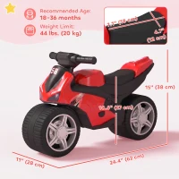 Qaba Balance Bike with Music and Wide Tires Baby Balance Bike for Toddlers 1-3 Years Red(m-3)