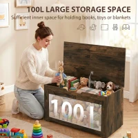 HOMCOM 31.5 Inches Storage Chest, Storage Trunk with Safety Hinge for Living Room, Rustic Brown(m-4)