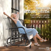 Outsunny 3-Seat Outdoor Glider Chair, Patio Rocking Chair, Steel Frame, Sling Fabric Seat for Garden, Backyard, Lawn, Black(m-4)