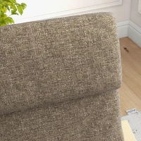 HOMCOM Modern Accent Chair, Linen-Feel Upholstered Living Room Chair with Wood Curved Legs for Balcony, Dark Brown(m-9)