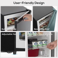 HOMCOM 7.0 Cu.Ft Upright Freezer, Compact Stand Up Freezer with 6 Adjustable Shelves, Reversible Door for Home Office, Silver(m-7)