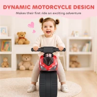 Qaba Balance Bike with Music and Wide Tires Baby Balance Bike for Toddlers 1-3 Years Red(m-4)