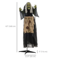 Outsunny Witch Halloween Animatronic Halloween Animatronic with Sound Activated, Light Up Eyes(m-3)