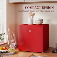 HOMCOM 1.1 Cu. Ft. Mini Freezer, Compact Upright Freezer with Reversible Door, Removable Shelf, Adjustable Temperature, Red(m-5)