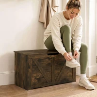 HOMCOM 31.5 Inches Storage Chest, Storage Trunk with Safety Hinge for Living Room, Rustic Brown(m-8)