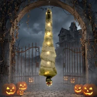 HOMCOM 6FT Life Size Halloween Hanging Mummy, Upside Down Cocoon Dead Body Decoration with Sound Touch Activated(m-1)