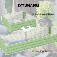 Outsunny 8x3x1FT Galvanized Raised Garden Bed, Easy DIY and Cleaning for Growing Flowers, Herbs, Succulents, Light Green(m-5)