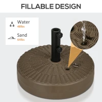Outsunny Umbrella Stand for 1.5" or 2" Umbrella Poles, Round Fillable Umbrella Base for Outdoor, Lawn, Deck, Brown(m-5)