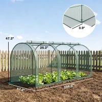Outsunny 9' x 4' Crop Cage, Plant Protection Tent with Three Zippered Doors, Storage Bag and 4 Ground Stakes, for Garden, Yard, Lawn, Green(m-3)