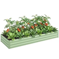 Outsunny 8x3x1FT Galvanized Raised Garden Bed, Easy DIY and Cleaning for Growing Flowers, Herbs, Succulents, Light Green(m-11)
