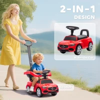 Qaba Mercedes-Benz C-Class Licensed Ride-On Push Car, Baby Stroller Walking Car with Parent Control Handle, Horn, Red(m-4)