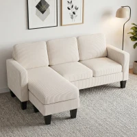HOMCOM Sectional Sofa, L Shaped Couch, with Changeable Chaise or Ottoman, Cream White(m-1)