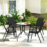 Outsunny Five-Piece Steel Patio Set, with Glass-Top Table - Black(m-1)