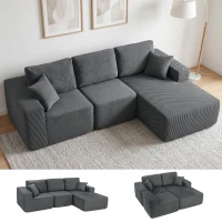 HOMCOM 2-in-1 Modular Sectional Sofa, Boneless L Shaped Couch Sofa Bed, Dark Grey(m-1)