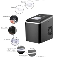 HOMCOM Portable Countertop Ice Maker Machine, 9 Cubes in 8 Minutes, Ice Machine for Freezer 27lbs/24H, Automatic Cleaning with Scoop and Basket for Kitchen Home Office Bar(m-6)