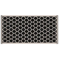 Outsunny Reversible Outdoor Rug, 9' x 18' Waterproof Plastic Straw Floor Mat, Portable RV Camping Carpet, Large Floor Mat for Deck, Backyard, Picnic, Beach, Black & Beige(m-1)