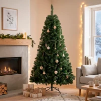 HOMCOM 6 ft Artificial Christmas Tree, Norway Spruce Tree, Hinged Xmas Tree with Metal Stand(m-8)