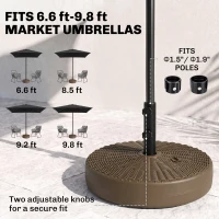 Outsunny Umbrella Stand for 1.5" or 2" Umbrella Poles, Round Fillable Umbrella Base for Outdoor, Lawn, Deck, Brown(m-4)