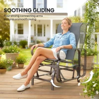 Outsunny Gliding Lounger Chair Set of 2, Single Rockers with Lightweight Metal & Mesh Construction, Gray(m-4)