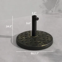 Outsunny Concrete Umbrella Base, 40 lbs. Heavy Duty Umbrella Stand with Metal Umbrella Holder for Outdoor, Lawn, Deck, Bronze(m-3)