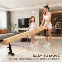 Soozier 7.5ft Adjustable Balance Beam, Gymnastics Beam with Wheels, Gymnastics Equipment for 6+ Years Old Training, Practice, and Professional Home Training, Brown(m-6)