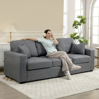 HOMCOM Modern Upholstered Couch, 3 Seater Sofa with Thick Spring Cushions and Deep Seat for Living Room, Dark Grey(m-1)