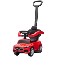 Qaba Mercedes-Benz C-Class Licensed Ride-On Push Car, Baby Stroller Walking Car with Parent Control Handle, Horn, Red(m-1)