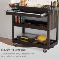 HOMCOM Tool Cart on Wheels, Utility Cart with Wheels, Ball Bearing Drawer, Storage Trays for Garage, Warehouse, Black(m-4)