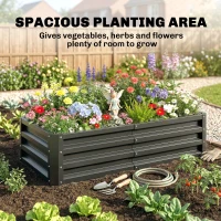 Outsunny Galvanized Raised Garden Bed, 4' x 2' x 1' Metal Planter Box, for Growing Vegetables, Flowers, Herbs, Succulents, Gray(m-4)