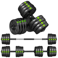 Soozier 66LBS 2-in-1 Adjustable Barbell & Dumbbells Set, Weights Set with Non-slip Handles for Men and Women Home Gym Training(m-13)