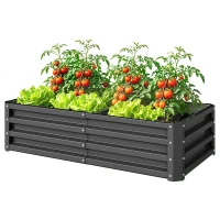 Outsunny Galvanized Raised Garden Bed, 4' x 2' x 1' Metal Planter Box, for Growing Vegetables, Flowers, Herbs, Succulents, Gray(m-11)