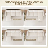 HOMCOM Sectional Sofa, L Shaped Couch, with Changeable Chaise or Ottoman, Cream White(m-4)