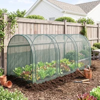 Outsunny 9' x 4' Crop Cage, Plant Protection Tent with Three Zippered Doors, Storage Bag and 4 Ground Stakes, for Garden, Yard, Lawn, Green(m-2)