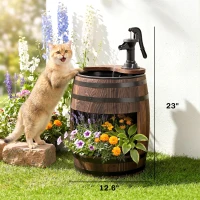 Outsunny 23" H Outdoor Water Fountain Wood and Plastic Rustic Apple Barrel Pump Garden Decor for Outside Backyard(m-3)