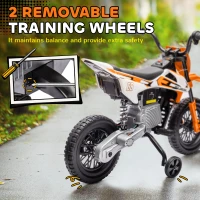 Qaba 12V Kids Electric Motorcycle w/ Twist Grip Throttle, Training Wheels, Rear Suspension & Music, Orange(m-5)