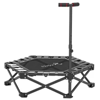 Soozier 42" Foldable Mini Trampoline, Rebounder Trampoline with Adjustable Foam Handle for Indoor Outdoor Workout for Adults(m-1)