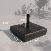 Outsunny Umbrella Stand for 1.5", or 1.9" Umbrella Poles, Fillable Umbrella Base, Black(m-3)