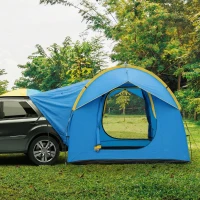 Outsunny 3000mm Waterproof SUV Tent, Car Tent with 3 Doors and Mesh Window, for 5-6 Person Camping Travel, Blue and Orange(m-8)