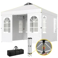 Outsunny 9.6 x 9.6 ft Pop Up Canopy Tent with Sidewalls, One Push Setup, UPF50+ Portable Instant Canopy Shelter, White(m-1)