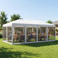 Outsunny 10' x 20' Pop Up Canopy Tent with Netting, Heavy Duty Instant Sun Shelter, Large Tents for Parties with Carry Bag for Outdoor, Garden, Patio, Cream White(m-9)