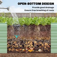 Outsunny 8 x 1.3 x 1.5ft Galvanized Raised Garden Bed, Reinforced Outdoor Planter Box with Open Bottom, Light Green(m-6)