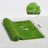 Outsunny 10' x 3' Artificial Grass Turf, Easy-Clean Indoor Outdoor Rug with Drainage Holes, Cut-to-Fit Fake Grass Turf Mat, 1.2" Thick Dogs Pet Synthetic Lawn Carpet for Landscape Backyard Patio(m-3)