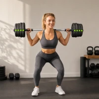 Soozier 66LBS 2-in-1 Adjustable Barbell & Dumbbells Set, Weights Set with Non-slip Handles for Men and Women Home Gym Training(m-1)