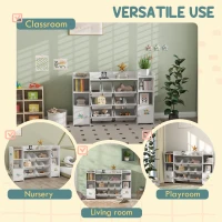 Qaba Kids Toy Organizers and Storage with 8 Removable Storage Bins and Bookshelf, White(m-6)
