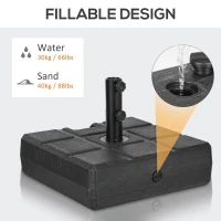 Outsunny Umbrella Stand for 1.5", or 1.9" Umbrella Poles, Fillable Umbrella Base, Black(m-5)