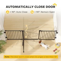 PawHut Foldable Dog Gate with Door, 3 Panel Metal Pet Gate for Stairs, Doorways and Fireplace, Auto-Close Safety Gate, Black(m-5)