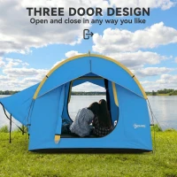 Outsunny 3000mm Waterproof SUV Tent, Car Tent with 3 Doors and Mesh Window, for 5-6 Person Camping Travel, Blue and Orange(m-5)